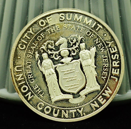 925 Silver Franklin Mint Art Round City of Summit New Jersey Centennial