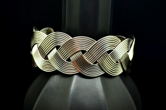 7.5" 925 Sterling Silver Braided Wire Design Cuff Bracelet
