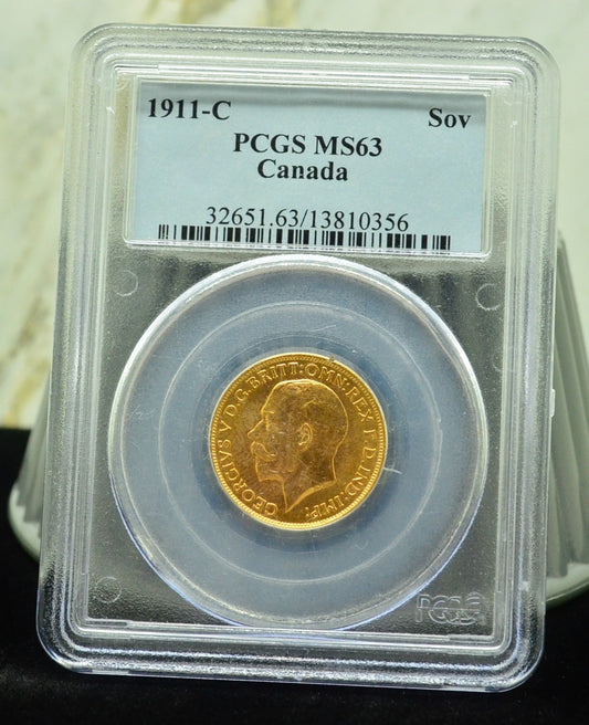 1911-C Canada Gold One Sovereign PCGS MS63