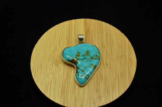 925 Sterling Silver Africa shaped turquoise solitaire pendant charm