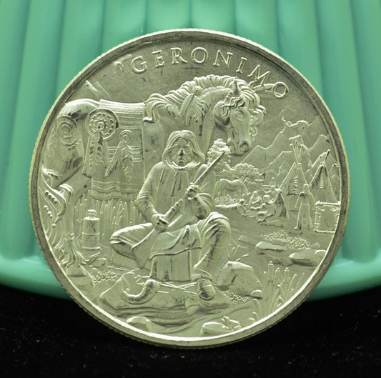 Geronimo Legendary Warriors Art Round 39mm -One Troy Oz .999 Silver