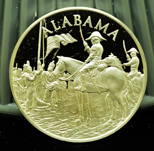 925 Silver Franklin Mint Art Round State of Alabama