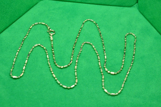 24" Silver Plated Bead and Bar chain necklace  1.2mm