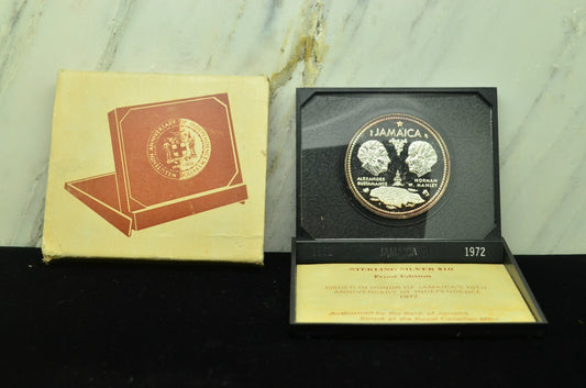 1972 Jamaica $10 10th Anniversary of Independence Silver Proof w/ Case