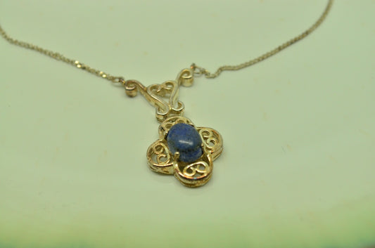 925 Sterling Silver pendant setting on 18.5" silver plate chain