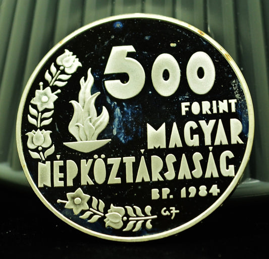 1984 Hungary 500 Forint L.A. Olympics Gymnastics Commemorative Proof 64% Silver