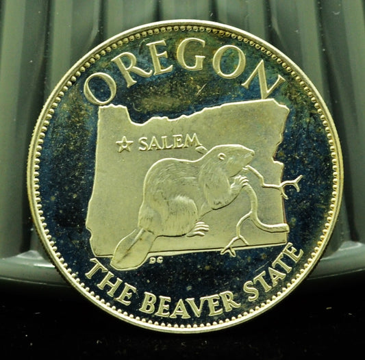 925 Silver Franklin Mint Art Round State of Oregon