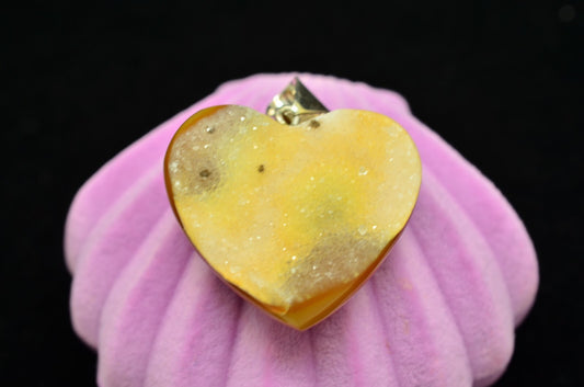 925 Sterling Silver drusy heart pendant charm