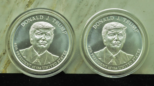 Lot of Two Donald Trump 45th President One Troy Oz .999 Silver Art Rounds