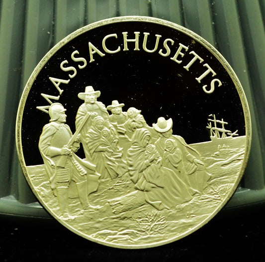925 Silver Franklin Mint Art Round State of Massachusetts