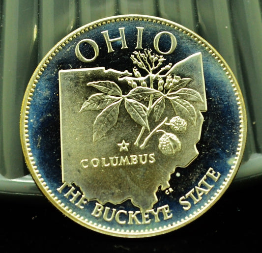 925 Silver Franklin Mint Art Round State of Ohio