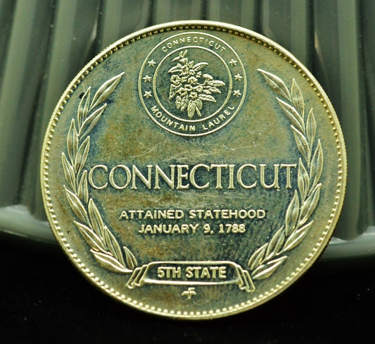 925 Silver Franklin Mint Art Round State of Connecticut