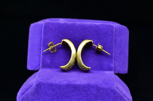 14K Yellow Gold diamond J hoop post earrings 0.28 tcw