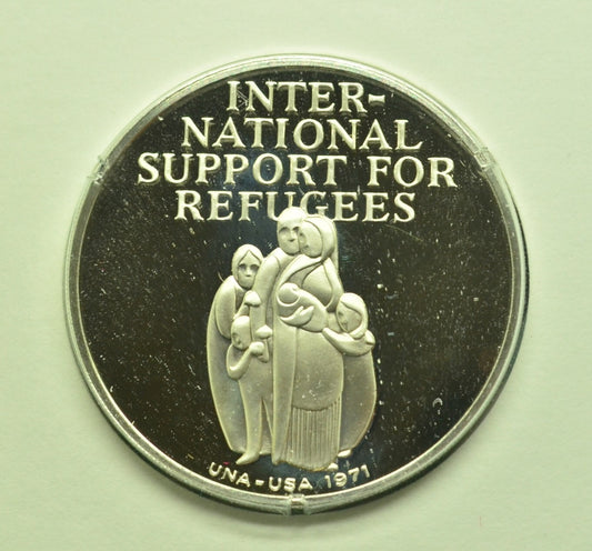 1971 Franklin Mint 925 Sterling Silver Medal First Day Cover -Support Refugees