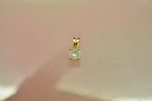 14K Yellow Gold 1/4 Carat Round Diamond Solitaire Pendant Charm -Tiny