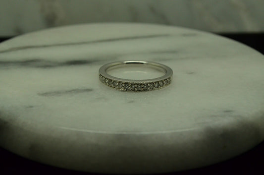 14K White gold 15 diamond anniversary ring band size 6.75 #D3798