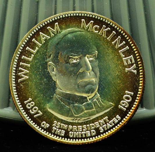 925 Silver Franklin Mint Art Round Presidential Treasury William McKinley