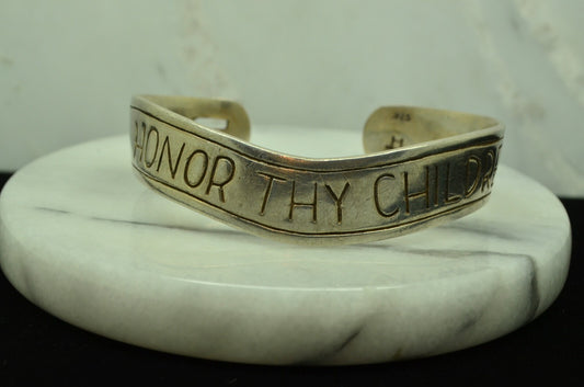6" 925 Sterling Silver designer Honor Thy Children wave shaped cuff bracelet