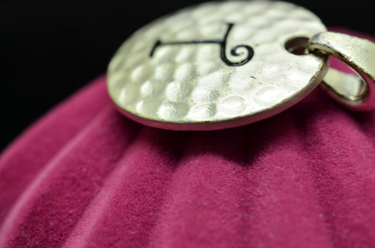 925 Sterling silver oval hammered  pendant charm
