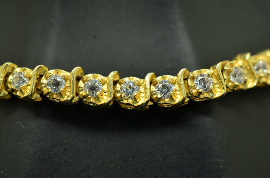 7.5" 14K Yellow Gold Cubic Zirconia Tennis Bracelet 4mm 8.5 grams