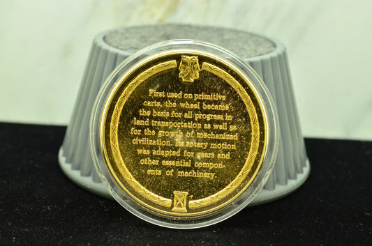 925 Silver Franklin Mint Art Round History Of Mankind Development of Wheel