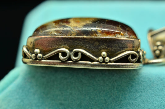 925 Sterling Silver jasper pendant charm