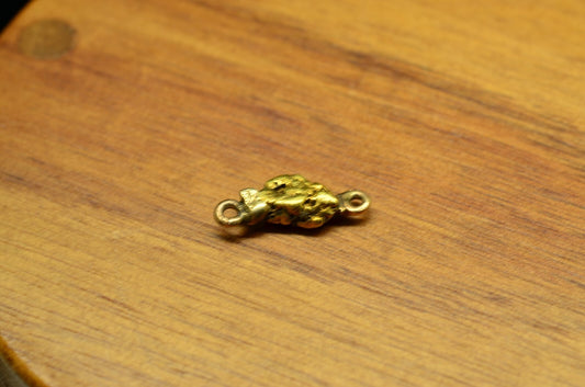 20K Yellow Gold natural gold nugget w/ jump rings 1.2 grams 16mm X 6mm X 3.5mm