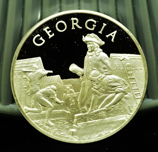 925 Silver Franklin Mint Art Round State of Georgia