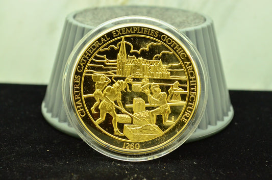 925 Silver Franklin Mint Art Round History Of Mankind Chartres Cathedral