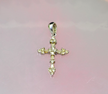 10K White Gold cross pendant charm w/ diamonds 0.22 tcw