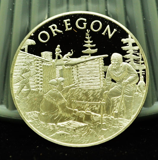 925 Silver Franklin Mint Art Round State of Oregon