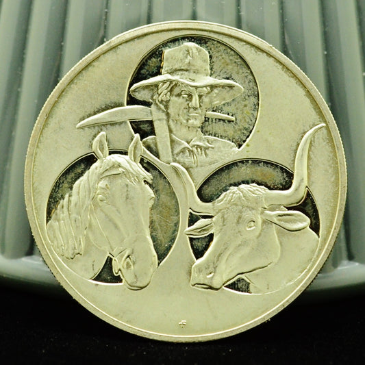 925 Silver Franklin Mint Art Round Elko City County Nevada Centennial