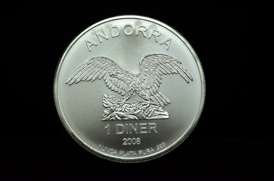 2008 Andorra 1 Diner BU -1 Troy Oz .999 Silver