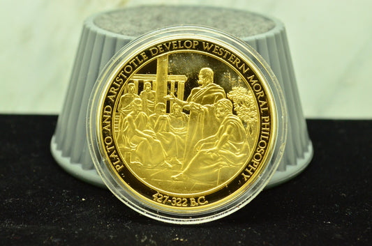 925 Silver Franklin Mint Art Round History Of Mankind Plato And Aristotle