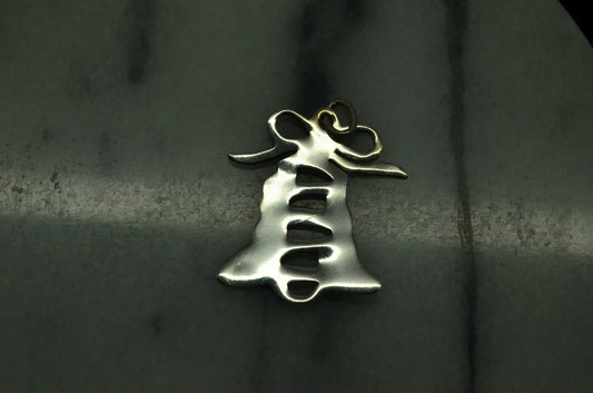 925 Sterling Silver bell with ribbon pendant charm