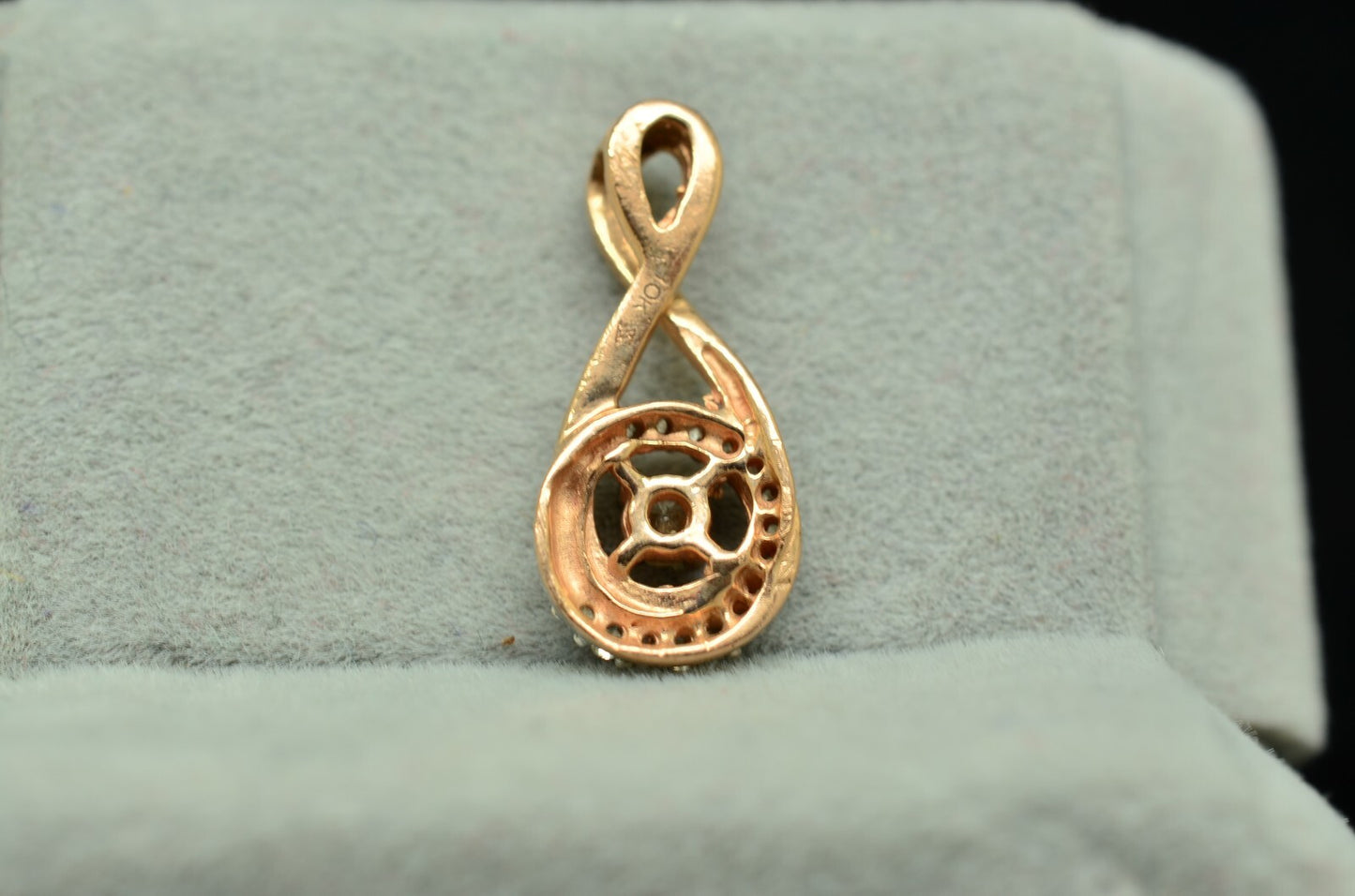 10K Rose Gold Diamond with Halo Design Pendant Charm 0.20 tcw -small