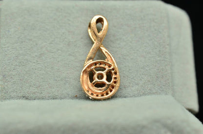 10K Rose Gold Diamond with Halo Design Pendant Charm 0.20 tcw -small