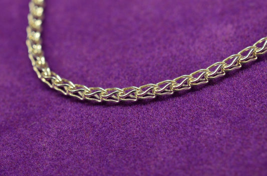 15.5" Silver Plated Curb Wheat hybrid chain necklace  2.1mm