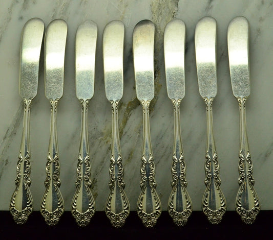 Lot of Eight 925 Sterling Silver Butter Spreaders International Old Charleston