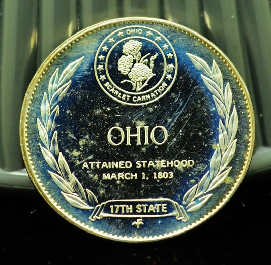 925 Silver Franklin Mint Art Round State of Ohio