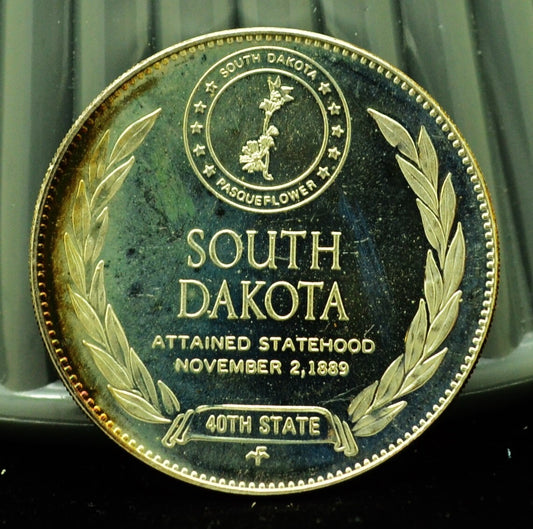 925 Silver Franklin Mint Art Round State of South Dakota