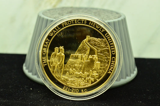 925 Silver Franklin Mint Art Round History Of Mankind Great Wall Protects China