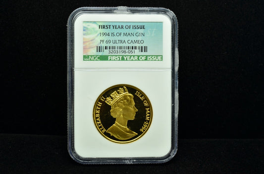 1994 Isle Of Man Gold One Noble One Troy Oz NGC PF69 UCAM First Year Of Issue