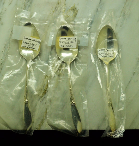 925 Sterling Silver Wallace Wishing Star Set of 3 Teaspoons 6"