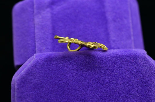 14K Yellow Gold Filigree Butterfly Pendant Charm