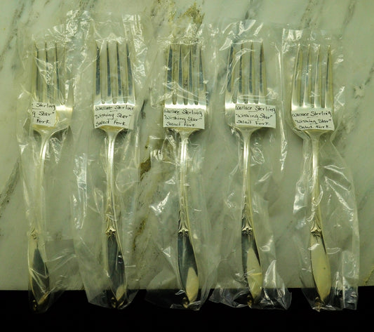925 Sterling Silver Wallace Wishing Star Set of 5 Salad Forks 6 3/8"