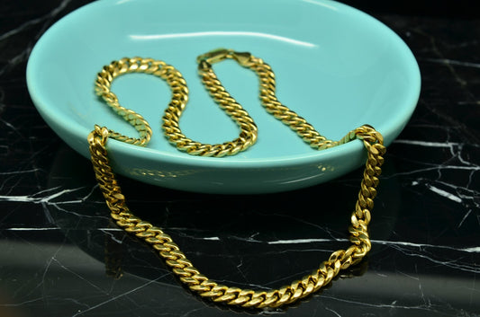 20.5" 10K 14K Yellow gold hollow Cuban / Curb chain necklace  6.3mm 19.7 grams