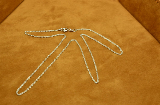 18" Silver Plated Loose rope chain necklace  1.0mm