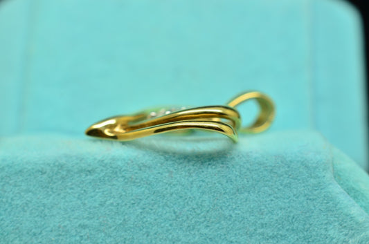 10K Yellow Gold Fancy Open Heart Pendant Charm w/ Three Diamond Accents