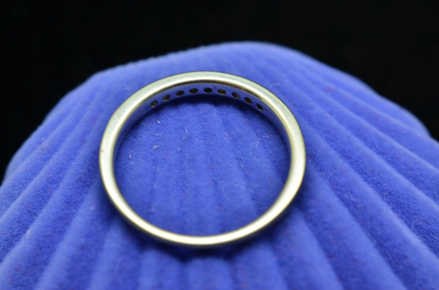 10K White Gold Alt Blue & White Diamond 9 Stone Anniversary Ring Band Size 6.75